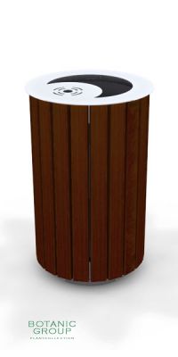Müllbehälter, Abfalltonne SLC11 Edelstahl & Holz