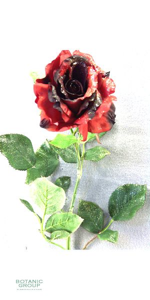Weihnachtsdekoration - Kunstblume, Rose Georgia rot-schwarz