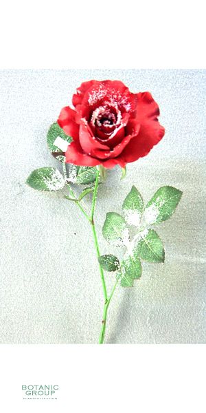 Weihnachtsdekoration - Kunstblume, Rose twiggy halb offen, rot m