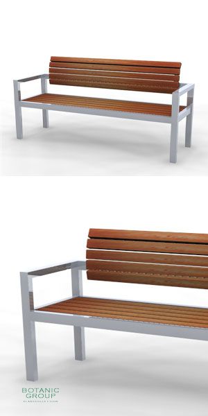 Park bench, bench SLC07, stainless steel with wood