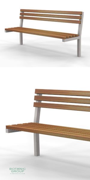 Park bench, bench SLC14, stainless steel with wood