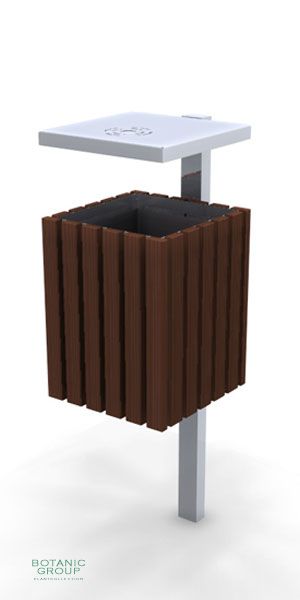 Müllbehälter, Abfalltonne SLC08 Edelstahl & Holz