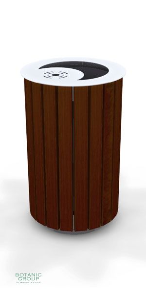 Müllbehälter, Abfalltonne SLC11 Edelstahl & Holz