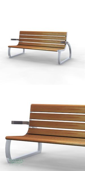 Park bench, bench SLC35, steel with wood