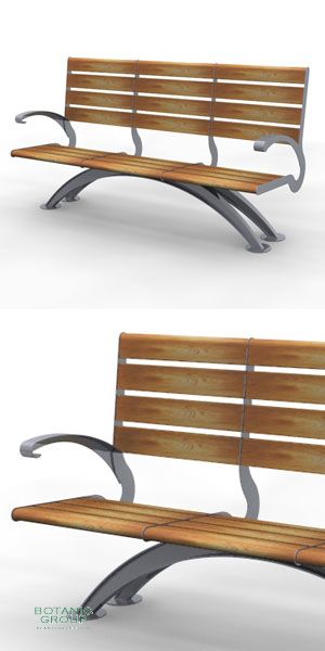 Park bench, bench SLC53, steel with wood