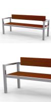 Park bench, bench SLC06, stainless steel with wood