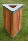 Abfallbehälter, Müllbehälter SLC02 Edelstahl & Holz