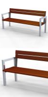 Park bench, bench SLC18, stainless steel with wood