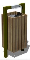 Müllbehälter, Abfalltonne SLC10 Edelstahl & Holz