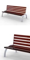 Park bench, bench SLC32, stainless steel with hard wood