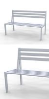 Park Bench SLC51, backless, steel or stainless steel